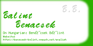 balint benacsek business card